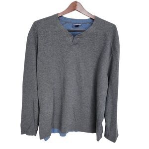 Tommy Bahama Mens 3XL Reversible Pullover Gray/Blue 100% Cotton Marl Knit Big